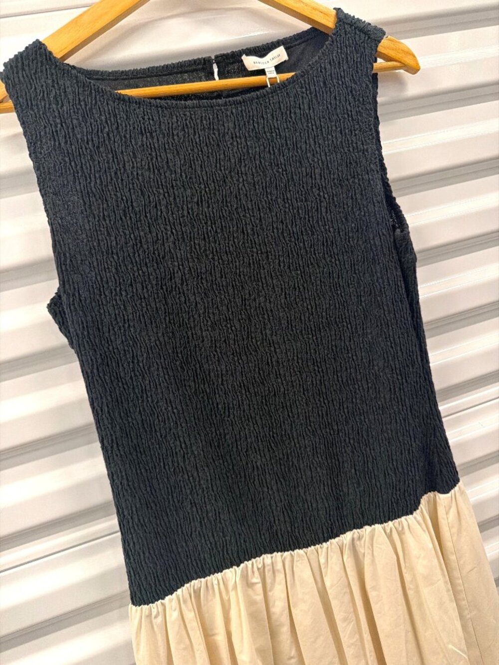 Rebecca Taylor Reese Mixed Media Midi Dress Black Womens Size Large - Picture 7 of 10